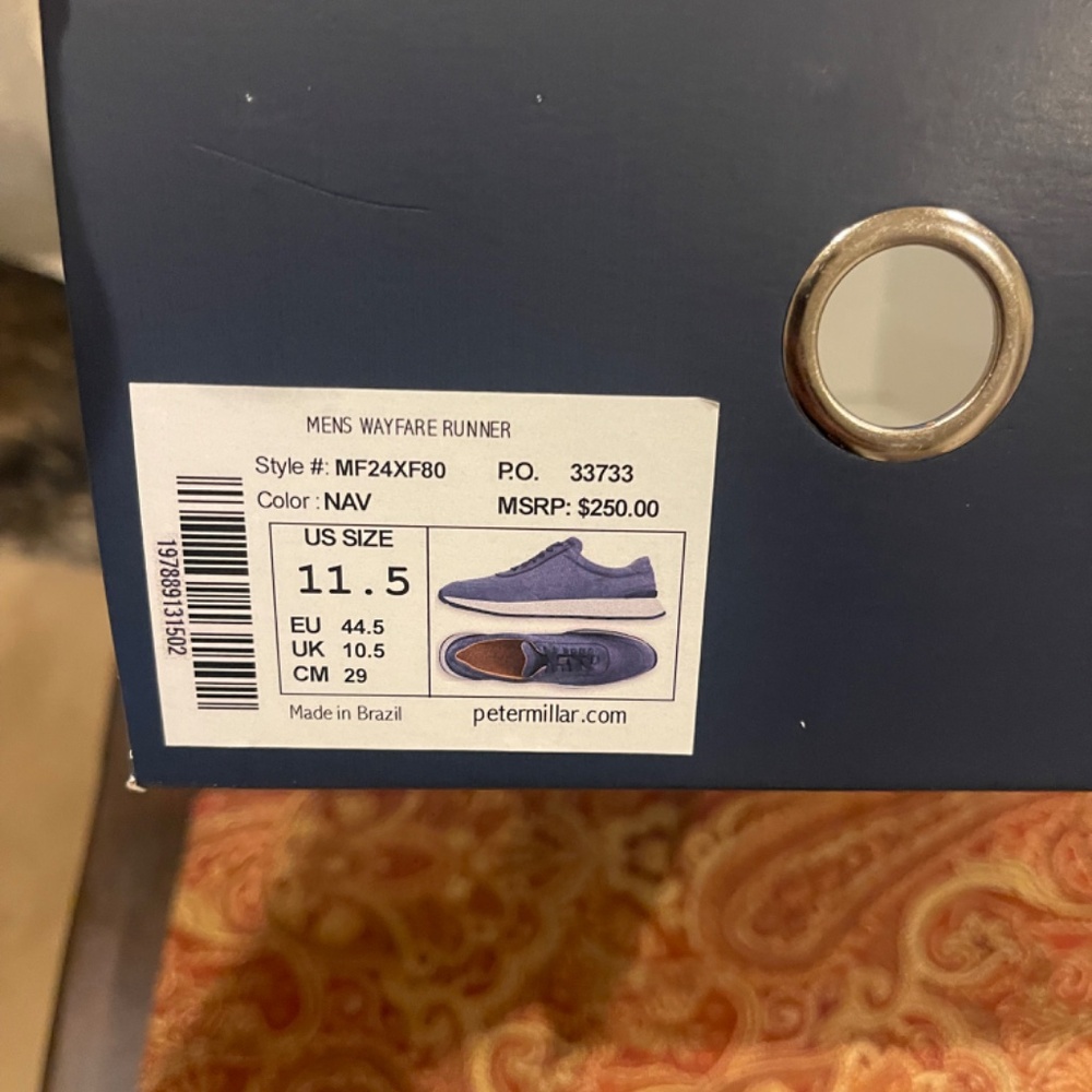 Peter Millar Men's Size 11.5M Navy Wayfare Runner MSRP $250 - Picture 8 of 8
